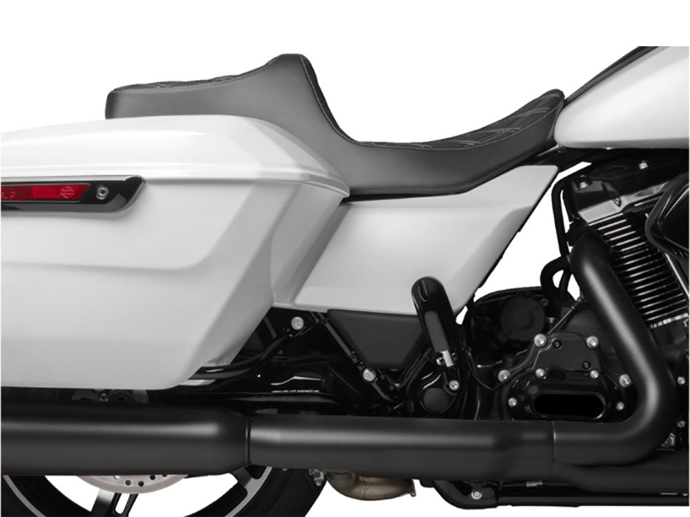 Drag Specialties DS-0801-1919 Predator 3 Dual Seat w/Silver Double Diamond Lattice Stitch for Harley-Davidson CVO Touring 23-Up/Street Glide/Road Glide 24-Up/Touring 25-Up