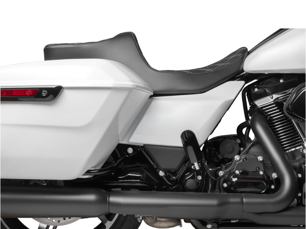 Drag Specialties DS-0801-1932 Predator 3 2-Up Dual Seat w/Silver Double Diamond Lattice Stitch for Harley-Davidson CVO Touring 23-Up/Street Glide/Road Glide 24-Up/Touring 25-Up