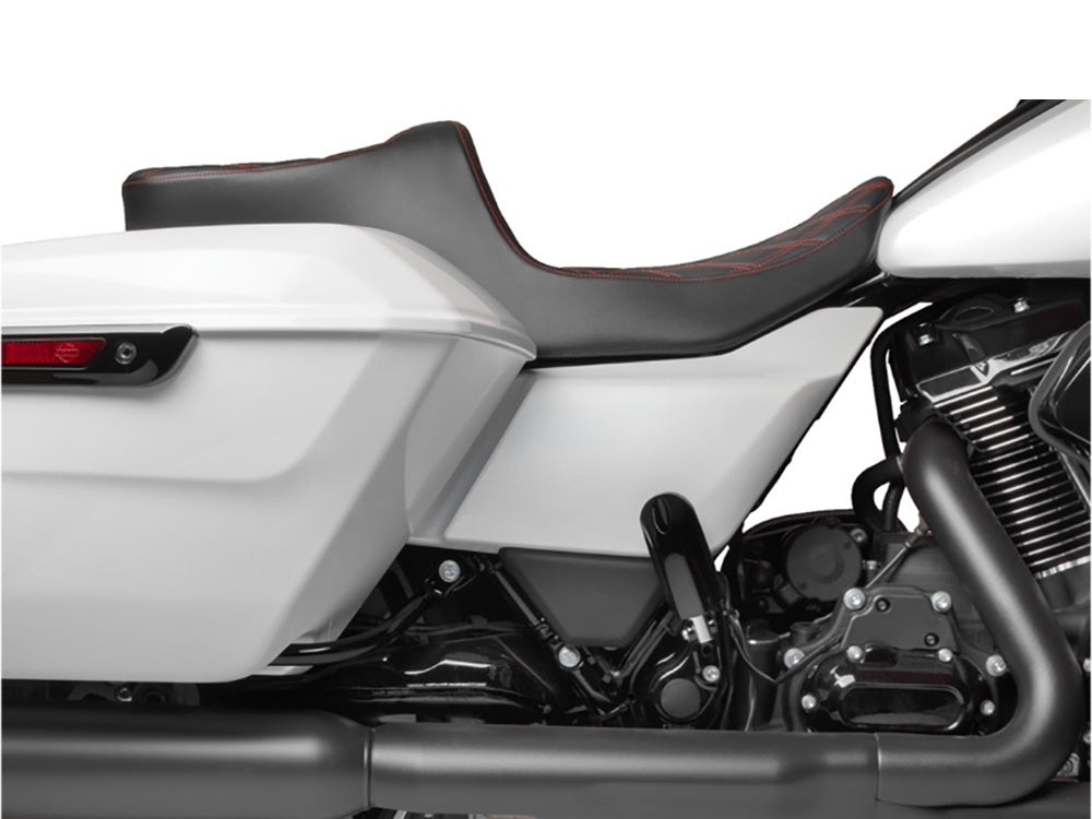 Drag Specialties DS-0801-1933 Predator 3 2-Up Dual Seat w/Red Double Diamond Lattice Stitch for Harley-Davidson CVO Touring 23-Up/Street Glide/Road Glide 24-Up/Touring 25-Up