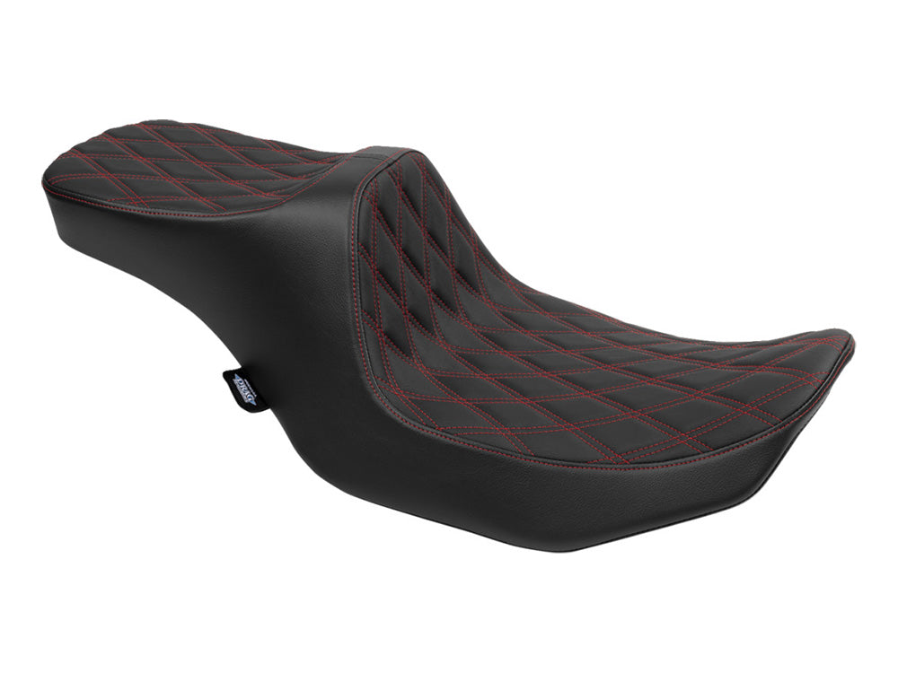 Drag Specialties DS-0801-1933 Predator 3 2-Up Dual Seat w/Red Double Diamond Lattice Stitch for Harley-Davidson CVO Touring 23-Up/Street Glide/Road Glide 24-Up/Touring 25-Up