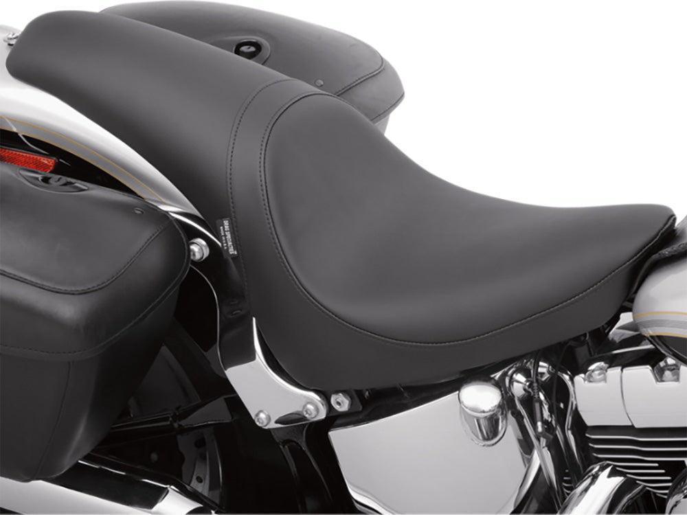 Drag Specialties DS-0802-0467 Predator Dual Seat Smooth Solar Leather Black for Harley-Davidson Softail 00-17 w/130 or 150 OEM Rear Tyre