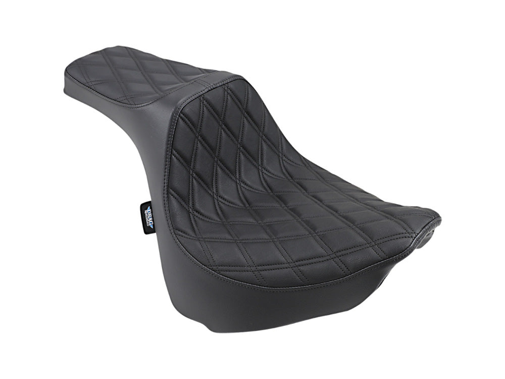 Drag Specialties DS-0802-1072 Predator 3 Dual Seat w/Black Double Diamond Lattice Stitch for Harley-Davidson Fat Bob 18-24