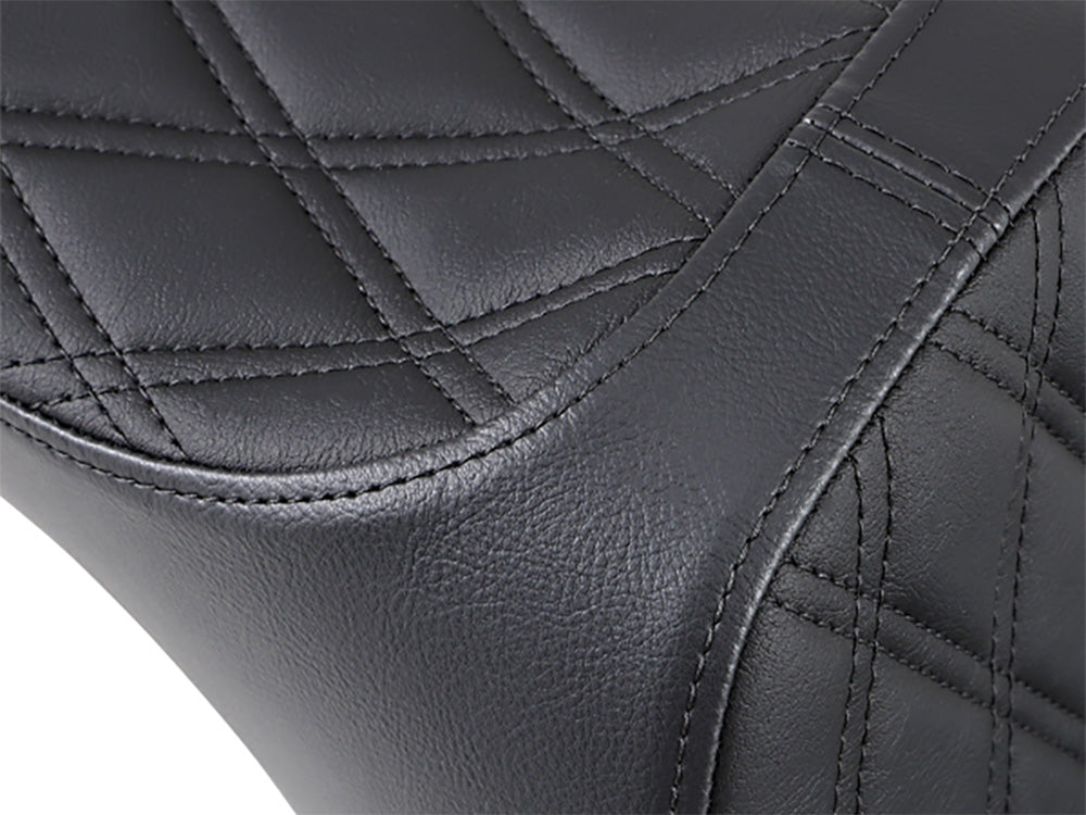 Drag Specialties DS-0802-1145 Predator 3 Dual Seat w/Black Double Diamond Lattice Stitch for Harley-Davidson Softail Deluxe/Heritage Softail/Slim/Street Bob 18-Up/Standard 20-Up