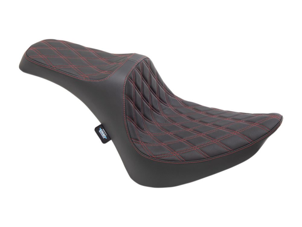 Drag Specialties DS-0802-1368 Predator 3 Dual Seat w/Red Double Diamond Lattice Stitch for Harley-Davidson Softail 84-99