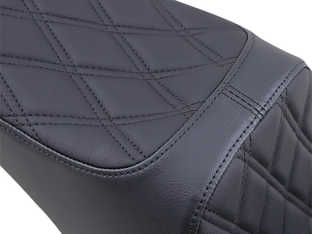 Drag Specialties DS-0802-1438 Predator 3 Dual Seat w/Black Double Diamond Lattice Stitch for Harley-Davidson Softail 06-17 w/OEM 200 Rear Tyre