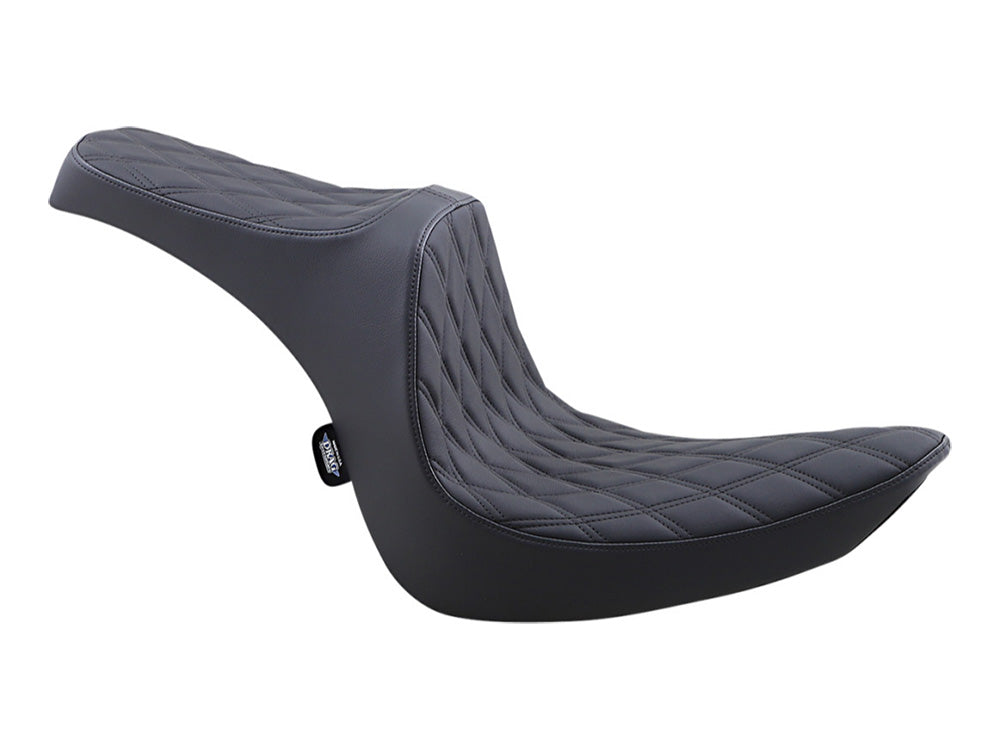 Drag Specialties DS-0802-1438 Predator 3 Dual Seat w/Black Double Diamond Lattice Stitch for Harley-Davidson Softail 06-17 w/OEM 200 Rear Tyre