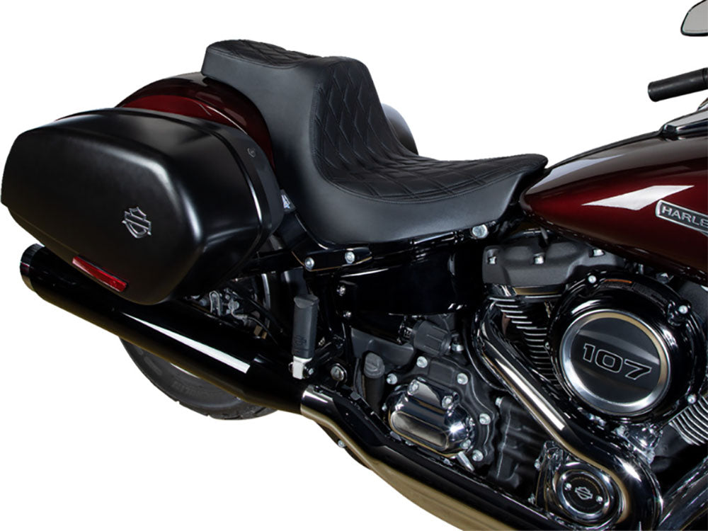 Drag Specialties DS-0802-1491 Predator 3 Dual Seat w/Black Double Diamond Lattice Stitch for Harley-Davidson Sport Glide/Low Rider 18-Up/Low Rider S 20-Up/Low Rider ST 22-Up