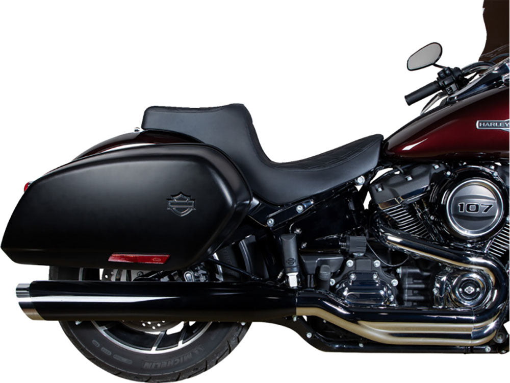 Drag Specialties DS-0802-1491 Predator 3 Dual Seat w/Black Double Diamond Lattice Stitch for Harley-Davidson Sport Glide/Low Rider 18-Up/Low Rider S 20-Up/Low Rider ST 22-Up