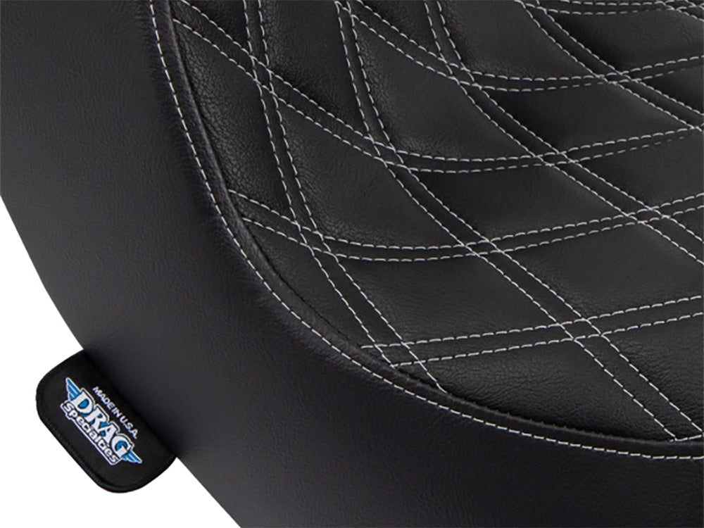 Drag Specialties DS-0802-1493 Predator 3 Dual Seat w/Silver Double Diamond Lattice Stitch for Harley-Davidson Sport Glide/Low Rider 18-Up/Low Rider S 20-Up/Low Rider ST 22-Up