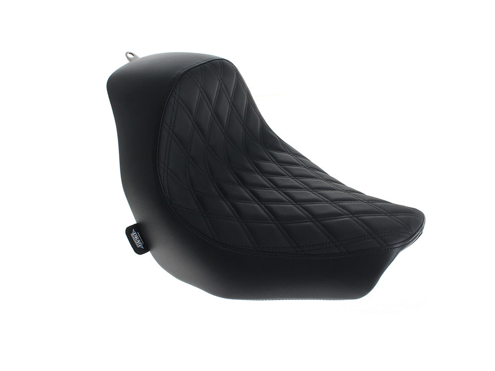 Drag Specialties DS-0802-1513 Solo Seat w/Black Double Diamond Lattice Stitch for Harley-Davidson Low Rider 18-Up/Low Rider S 20-Up/Low Rider ST 22-Up