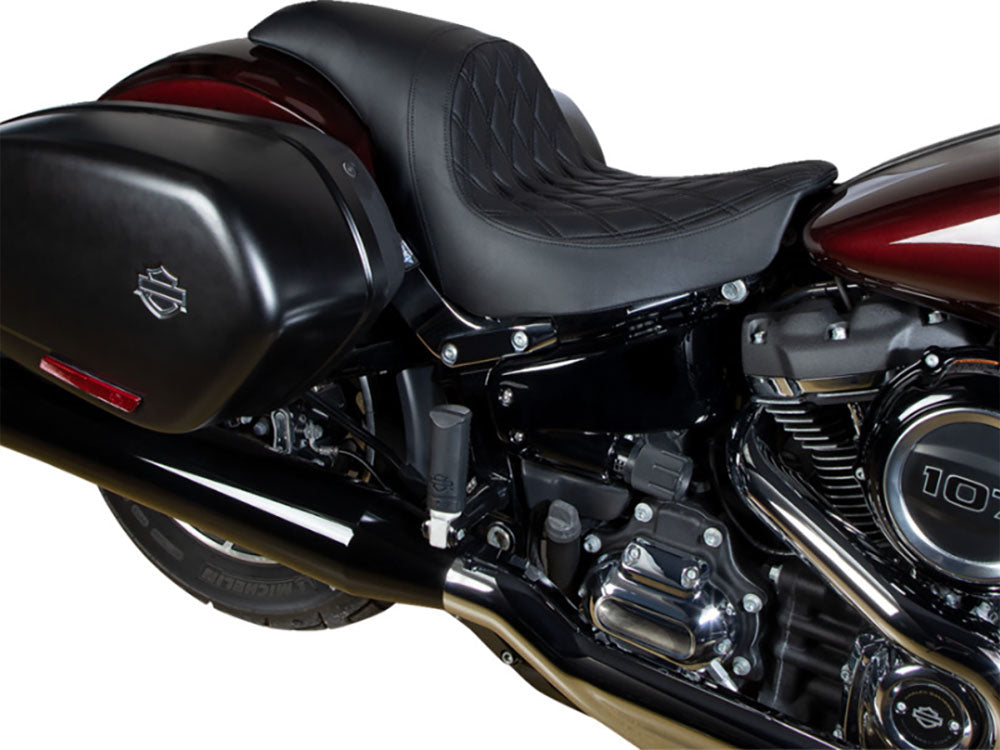 Drag Specialties DS-0802-1517 Performance Predator Dual Seat w/Black Double Diamond Lattice Stitch for Harley-Davidson Sport Glide/Low Rider 18-Up/Low Rider S 20-Up/Low Rider ST 22-Up