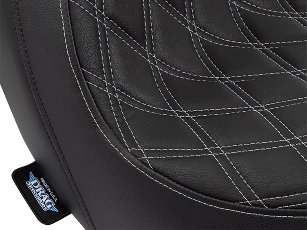 Drag Specialties DS-0802-1518 Performance Predator Dual Seat w/Silver Double Diamond Lattice Stitch for Harley-Davidson Sport Glide/Low Rider 18-Up/Low Rider S 20-Up/Low Rider ST 22-Up