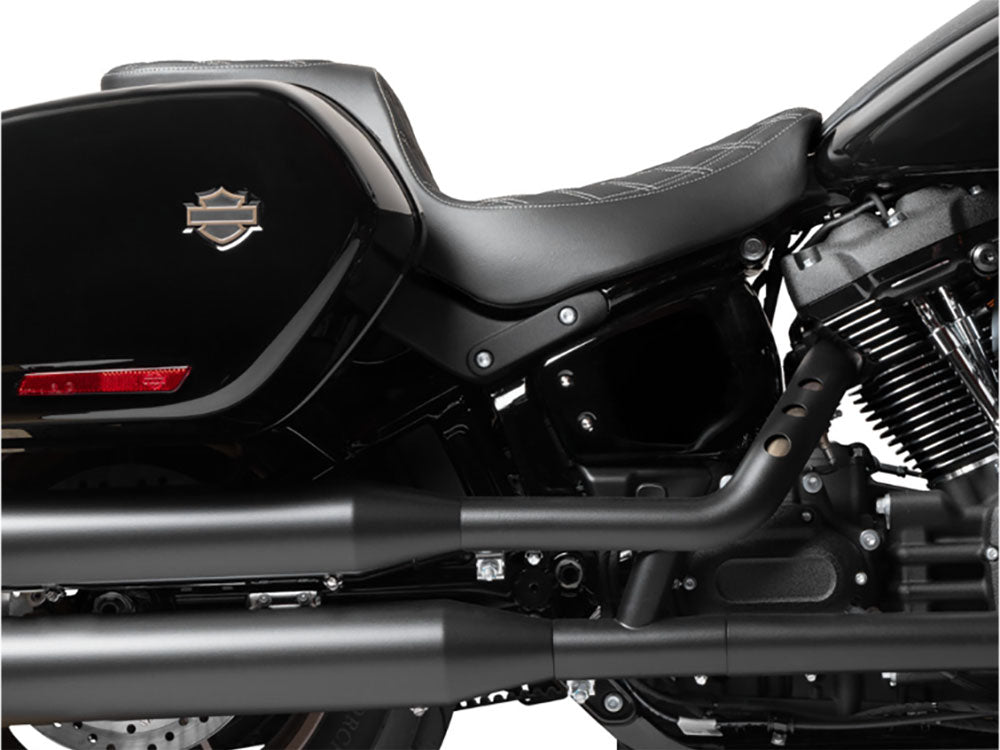 Drag Specialties DS-0802-1636 Performance Predator 2-Up Dual Seat w/Silver Double Diamond Lattice Stitch for Harley-Davidson Sport Glide/Low Rider 18-Up/Low Rider S 20-Up/Low Rider ST 22-Up