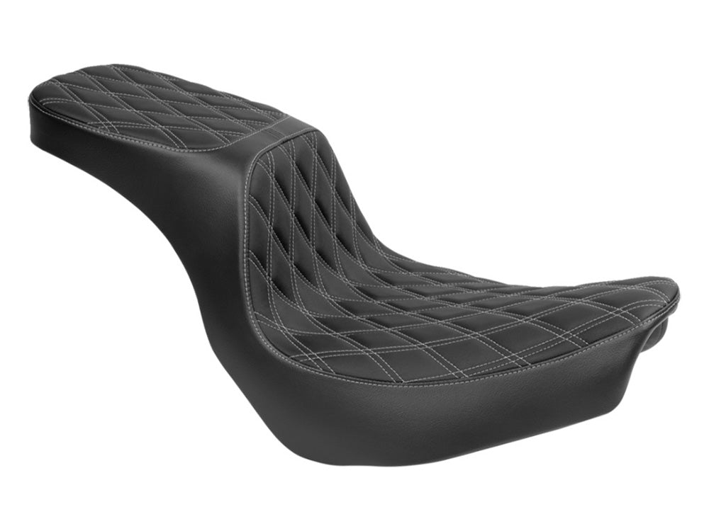 Drag Specialties DS-0802-1636 Performance Predator 2-Up Dual Seat w/Silver Double Diamond Lattice Stitch for Harley-Davidson Sport Glide/Low Rider 18-Up/Low Rider S 20-Up/Low Rider ST 22-Up