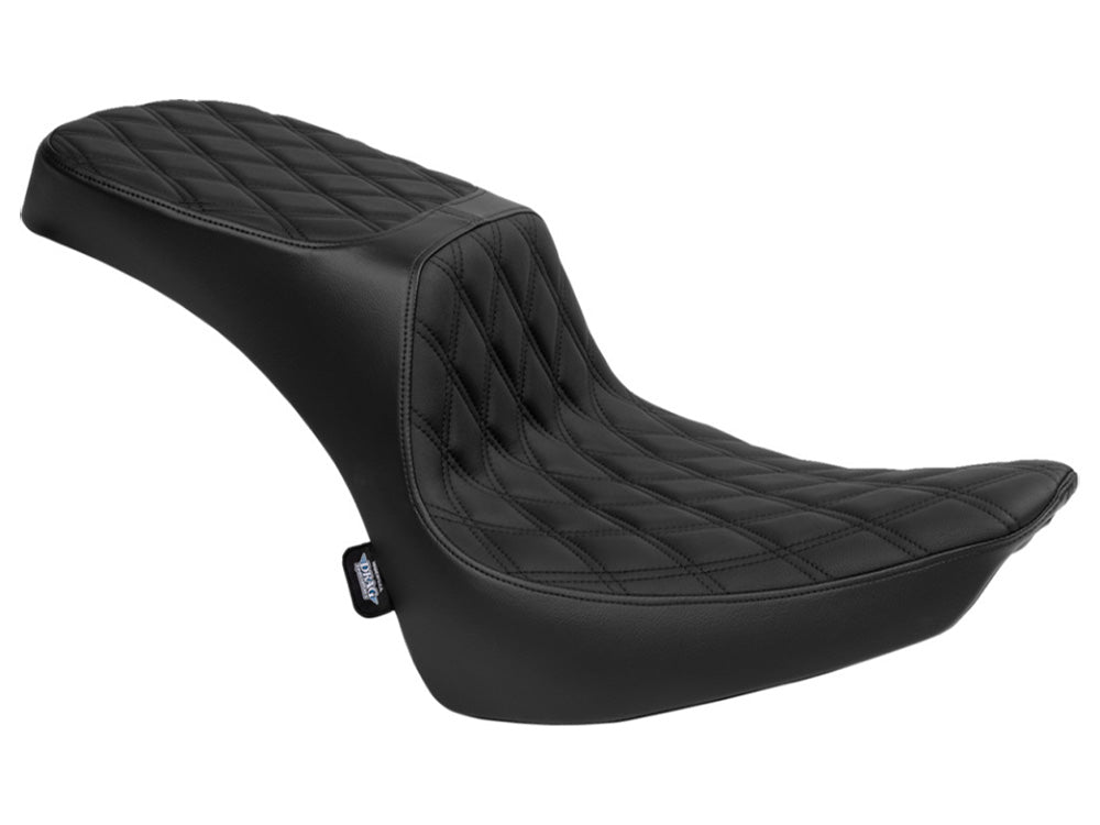 Drag Specialties DS-0802-1641 Performance Predator 2-Up Dual Seat w/Black Double Diamond Lattice Stitch for Harley-Davidson Softail 00-17 w/130 or 150 OEM Rear Tyre
