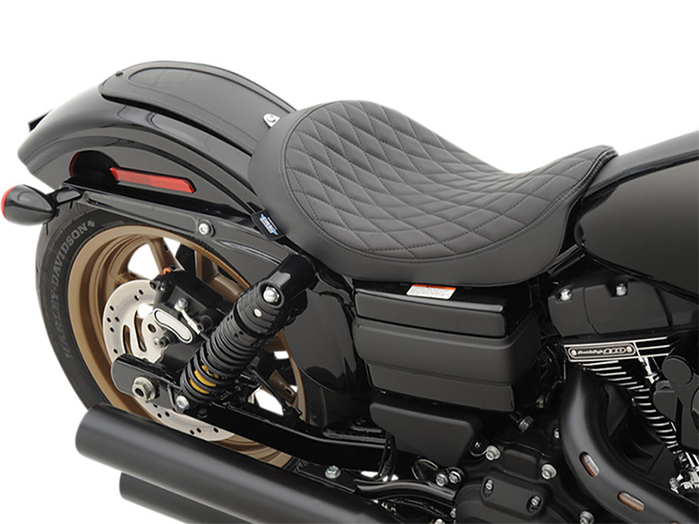 Drag Specialties DS-0803-0547 Solo Seat w/Black Diamond Lattice Stitch for Harley-Davidson Dyna 06-17