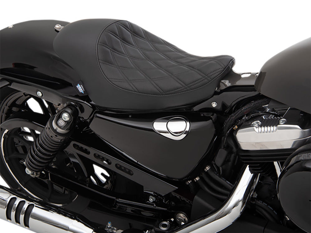 Drag Specialties DS-0804-0744 3/4 Low Solo Seat w/Black Diamond Lattice Stitch for Harley-Davidson Sportster 04-21