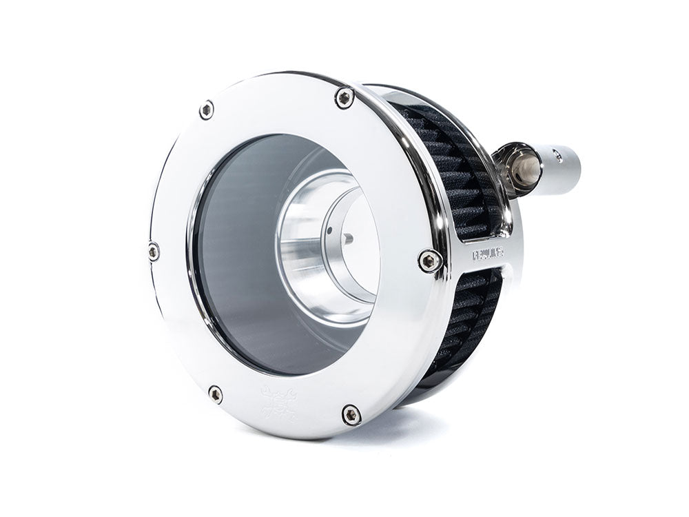 Feuling FE-5548 BA Air Cleaner Kit Chrome w/Clear Cover for Twin Cam 99-17 w/CV Carb or Cable Operated Delphi EFI