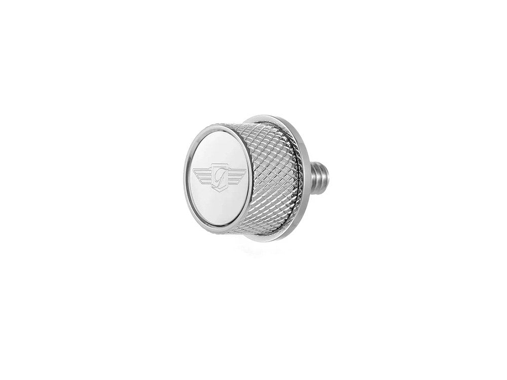 Figurati Designs FIG-FD01-SEAT-SCREW-SS 1/4""-20 Knurled Seat Mount Screw Stainless w/Figurati Designs Logo for Harley-Davidson 96-Up
