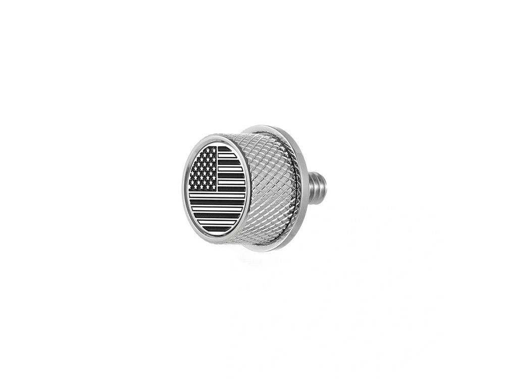 Figurati Designs FIG-FD26-SEAT-SCREW-SS 1/4""-20 Knurled Seat Mount Screw Stainless w/American Flag for Harley-Davidson 96-Up