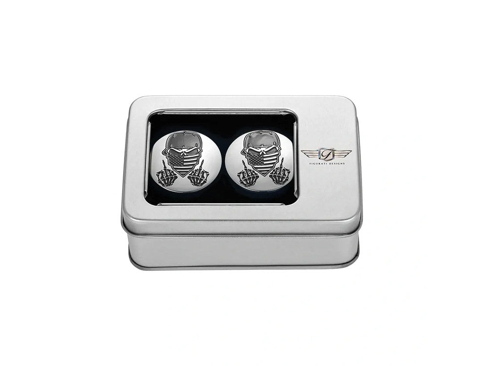 Figurati Designs FIG-FD29-MSKULL-SS Swingarm Pivot Bolt Covers Stainless w/Masked Skull for Harley-Davidson Touring 11-Up