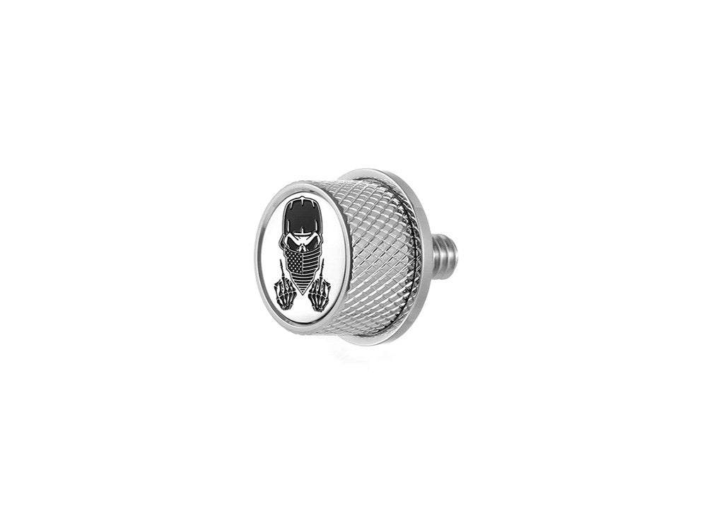 Figurati Designs FIG-FD29-SEAT-SCREW-SS 1/4"-20 Knurled Seat Mount Screw Stainless w/Masked Skull for Harley-Davidson 96-Up