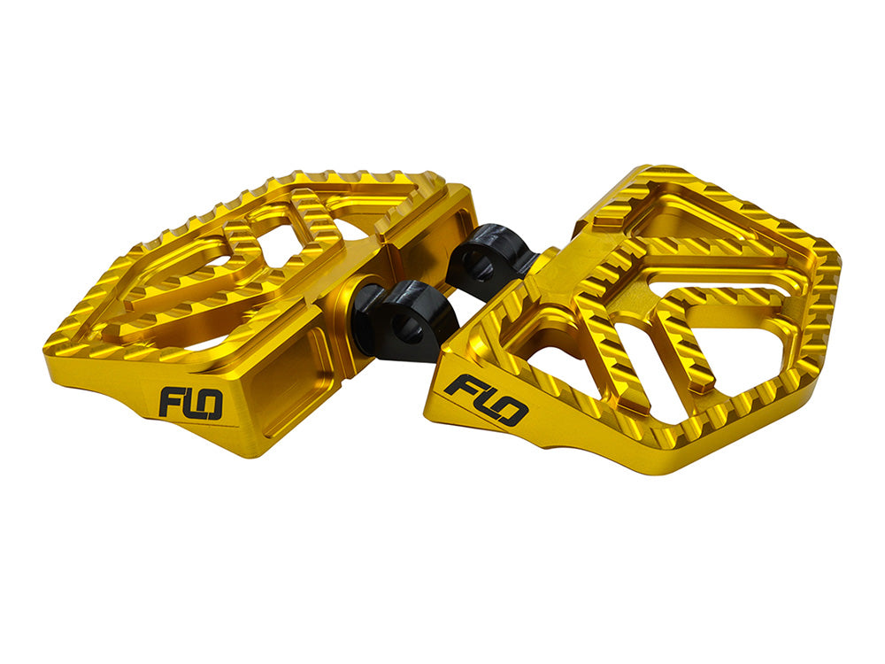 Flo Motorsports FLO-V-800V4GLD Savage Series Mini Floorboards w/H-D Male Mount Gold