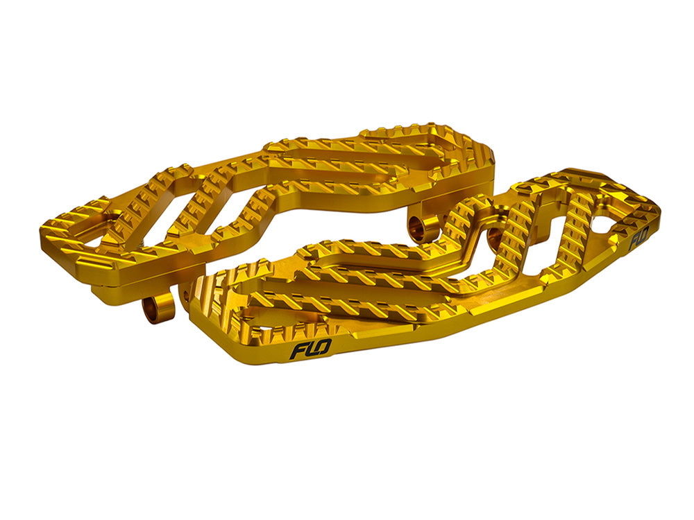 Flo Motorsports FLO-V-800V5GLD Savage Series Front Floorboards Gold for Harley-Davidson Touring 80-Up/FL Softail 86-17/Dyna Switchback 12-16