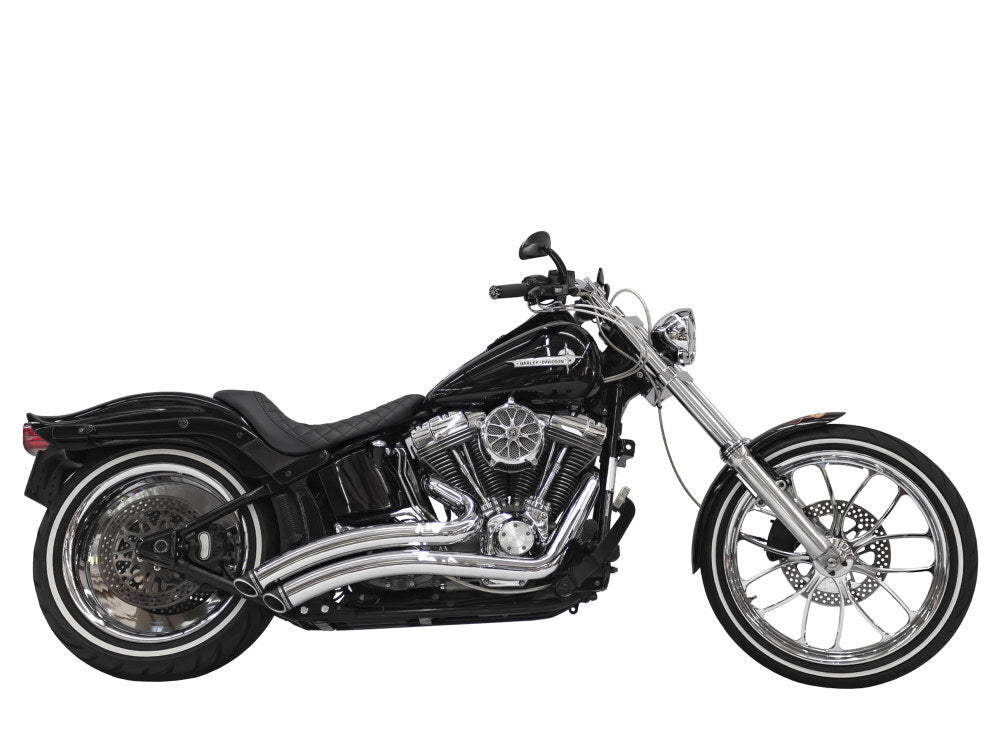Freedom Performance FPE-HD00425 Sharp Curve Radius Exhaust Chrome w/Black End Caps for Softail 86-17