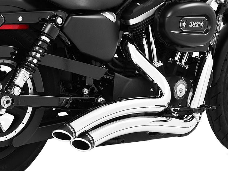 Freedom Performance FPE-HD00434 Sharp Curve Radius Exhaust Chrome w/Black End Caps for Sportster 04-21