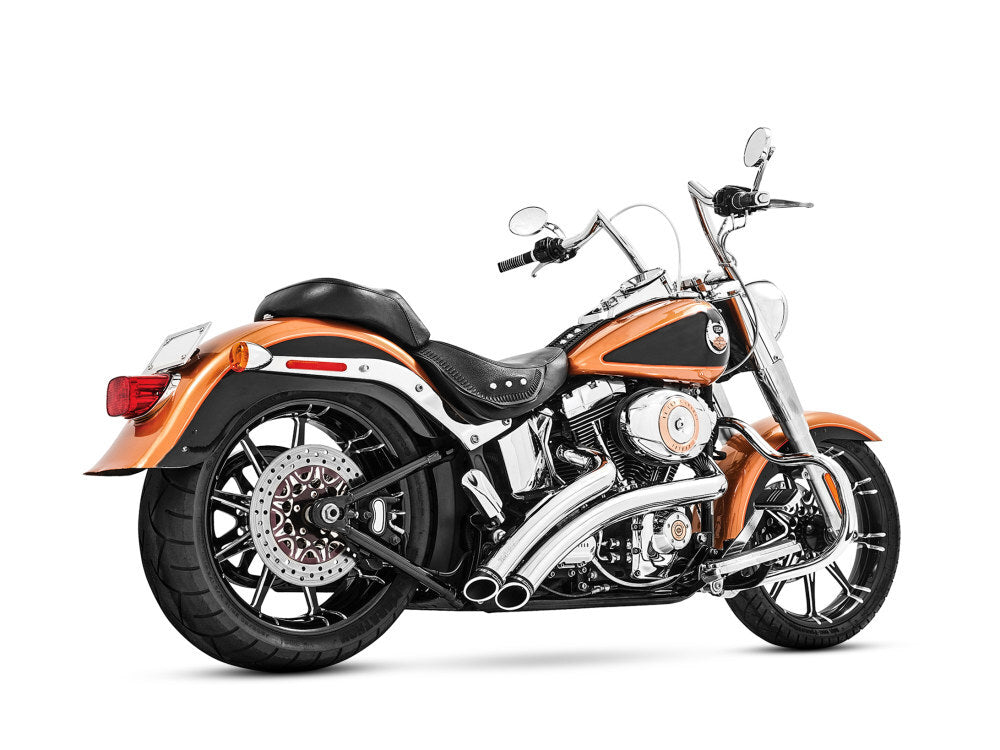Freedom Performance FPE-HD00437 Radical Radius Exhaust Chrome w/Black End Caps for Softail 86-17