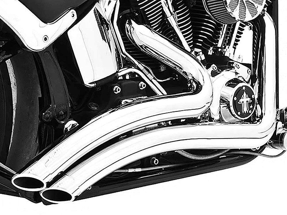 Freedom Performance FPE-HD00440 Sharp Curve Radius Exhaust Chrome w/Chrome End Caps for Softail Breakout 13-17/Rocker 08-11