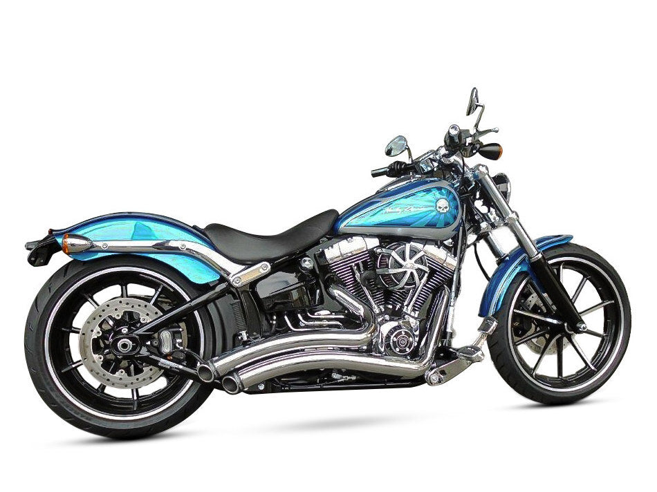 Freedom Performance FPE-HD00441 Sharp Curve Radius Exhaust Chrome w/Black End Caps for Softail Breakout 13-17/Rocker 08-11