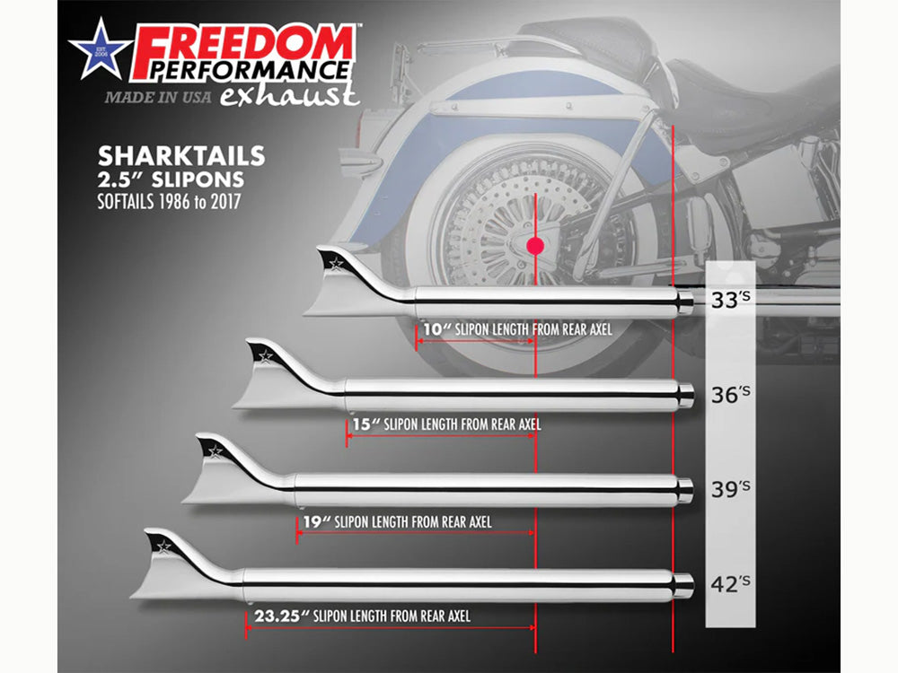 Freedom Performance FPE-HD00450 39" True Dual SharkTail Exhaust Chrome for Softail 97-06