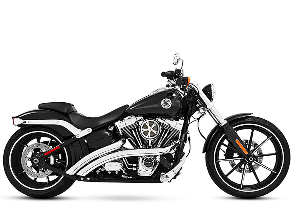Freedom Performance FPE-HD00474 Radical Radius Exhaust Chrome w/Chrome End Caps for Softail Breakout 13-17/Rocker 08-11