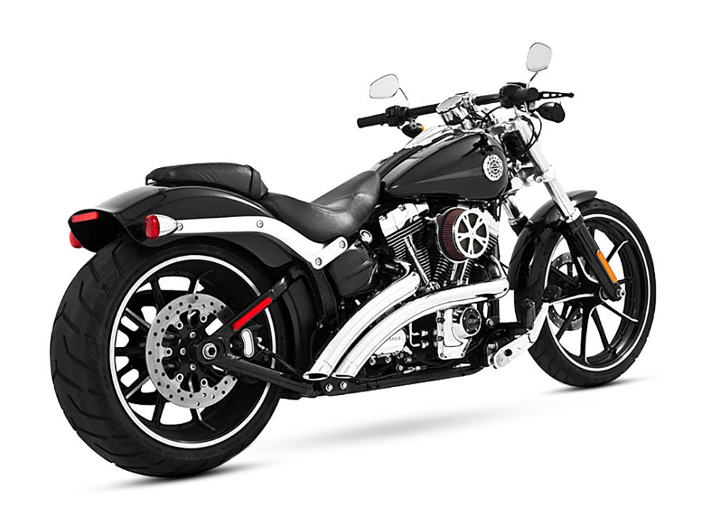 Freedom Performance FPE-HD00474 Radical Radius Exhaust Chrome w/Chrome End Caps for Softail Breakout 13-17/Rocker 08-11