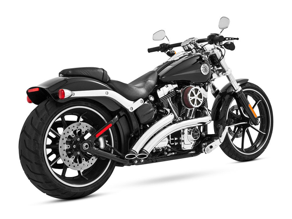 Freedom Performance FPE-HD00475 Radical Radius Exhaust Chrome w/Black End Caps for Softail Breakout 13-17/Rocker 08-11