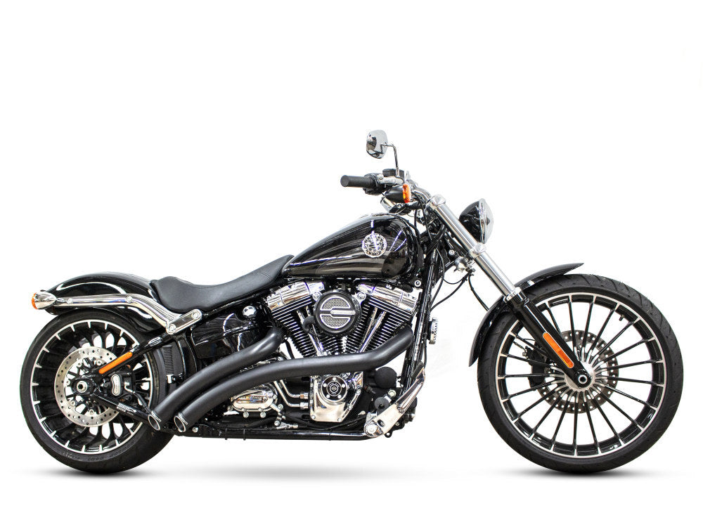 Freedom Performance FPE-HD00476 Radical Radius Exhaust Black w/Black End Caps for Softail Breakout 13-17/Rocker 08-11