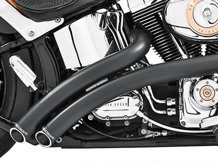 Freedom Performance FPE-HD00476 Radical Radius Exhaust Black w/Black End Caps for Softail Breakout 13-17/Rocker 08-11