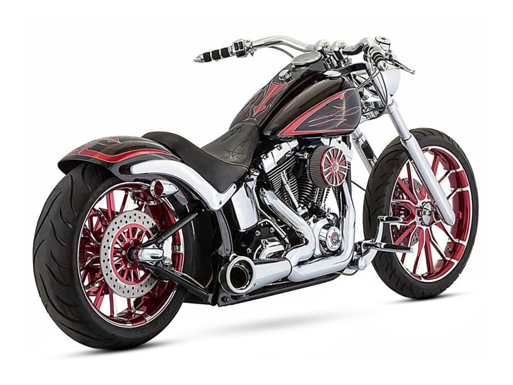 Freedom Performance FPE-HD00525 Turnout 2-1 Exhaust Chrome w/Black End Caps for Softail 86-17