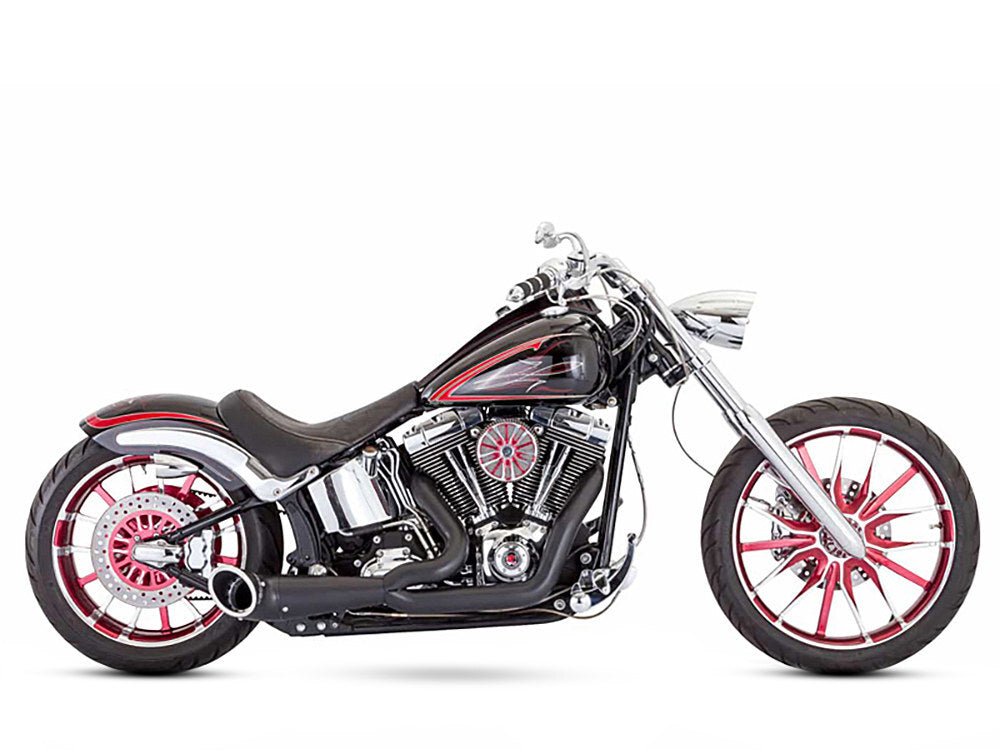 Freedom Performance FPE-HD00573 Turnout 2-1 Exhaust Black w/Black End Caps for Softail Breakout 13-17/Rocker 08-11