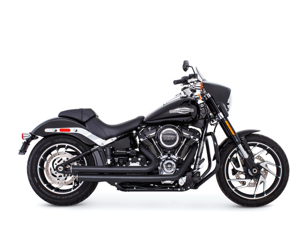 Freedom Performance FPE-HD00748 Independence Staggered Exhaust Black w/Black End Caps for Softail 18-Up