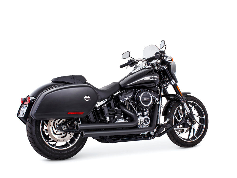Freedom Performance FPE-HD00748 Independence Staggered Exhaust Black w/Black End Caps for Softail 18-Up
