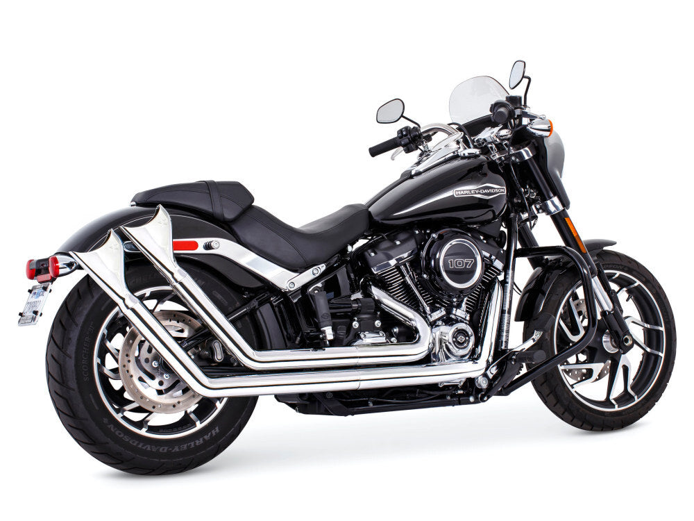 Freedom Performance FPE-HD00763 Upsweeps Exhaust Chrome w/Chrome Sharktail End Caps for Softail 18-Up