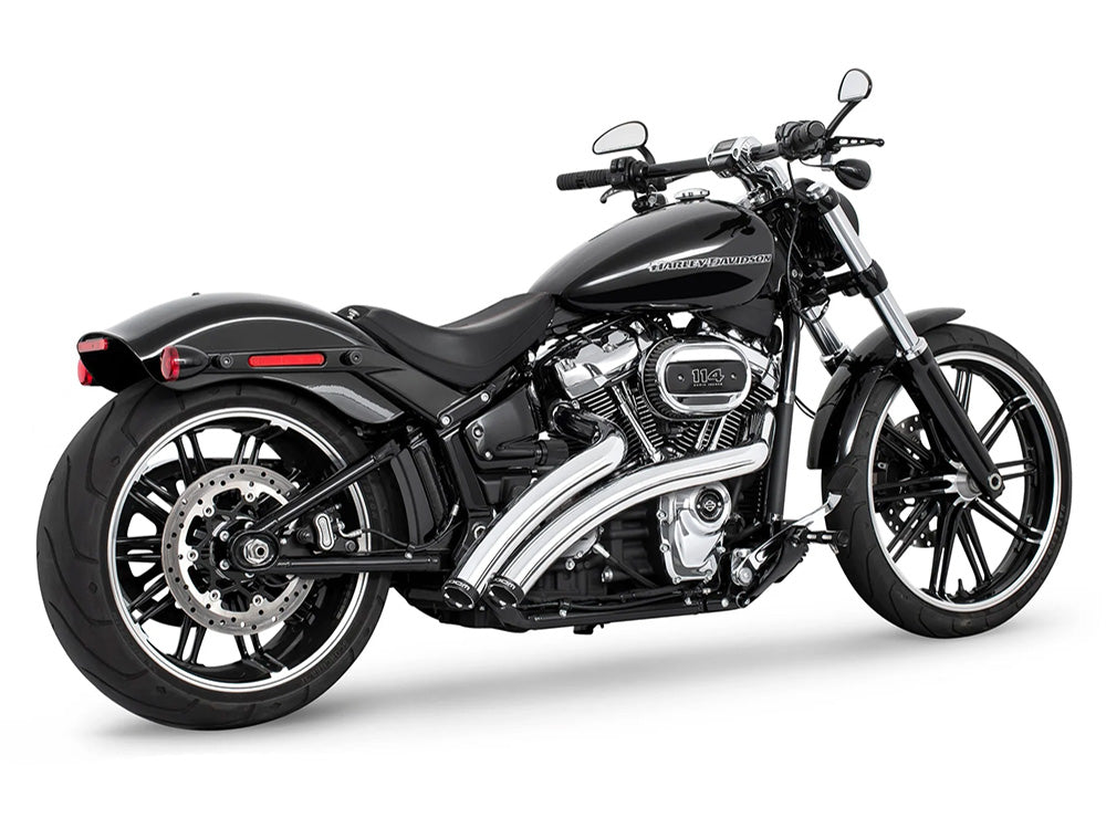 Freedom Performance FPE-HD01189 Radical Ground Pounder Exhaust Chrome w/Black Straight Cut End Caps for Softail 18-Up