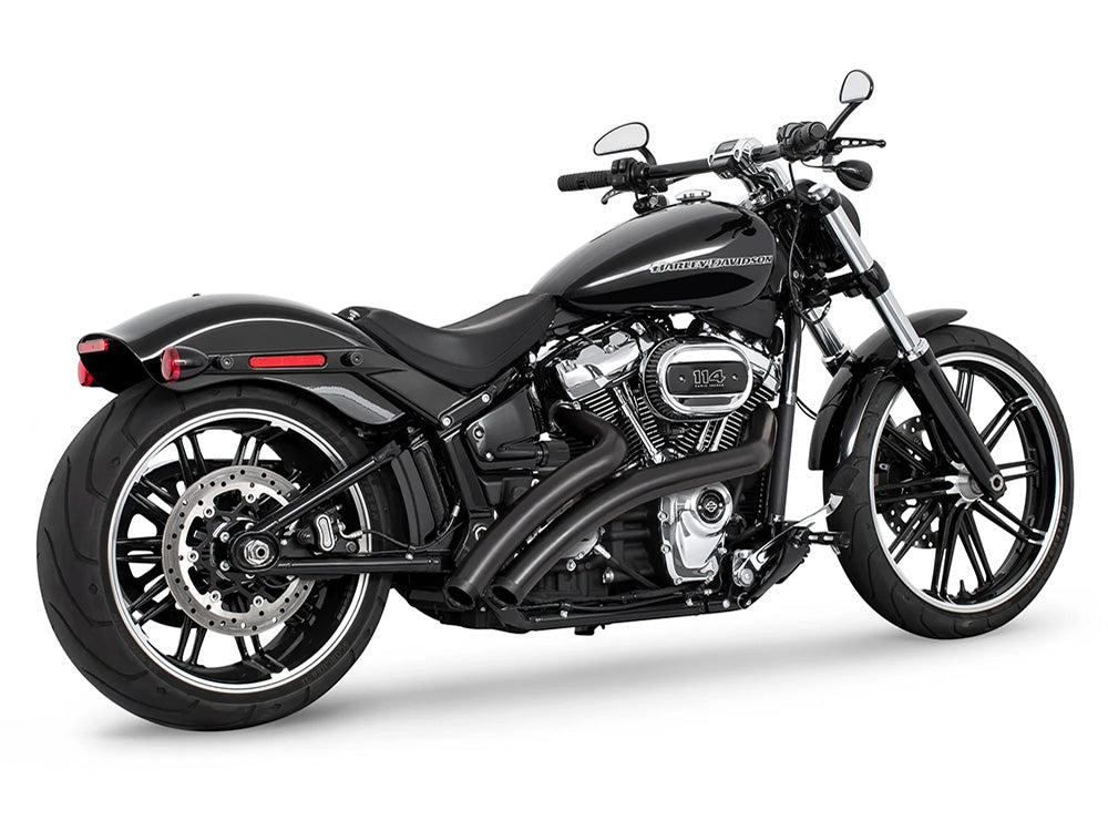 Freedom Performance FPE-HD01193 Radical Ground Pounder Exhaust Black w/Black Straight Cut End Caps for Softail 18-Up