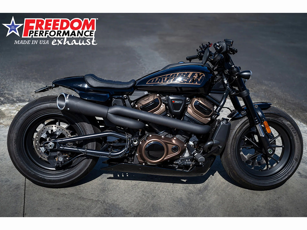 Freedom Performance FPE-HD02280 Combat Shorty 2-1 Exhaust Black w/Black End Cap for Sportster S 21-23
