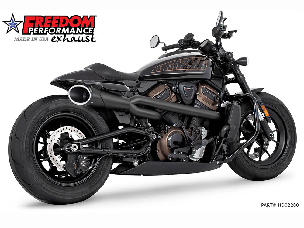 Freedom Performance FPE-HD02280 Combat Shorty 2-1 Exhaust Black w/Black End Cap for Sportster S 21-23