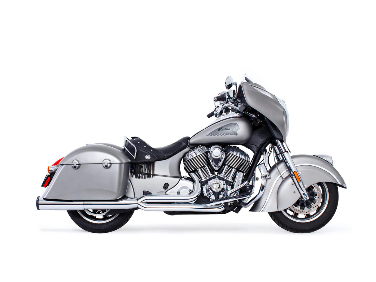 Freedom Performance FPE-IN00163 Union 2-1 Exhaust Chrome w/Black End Cap for Indian Big Twin 14-Up w/Hard Saddle Bags
