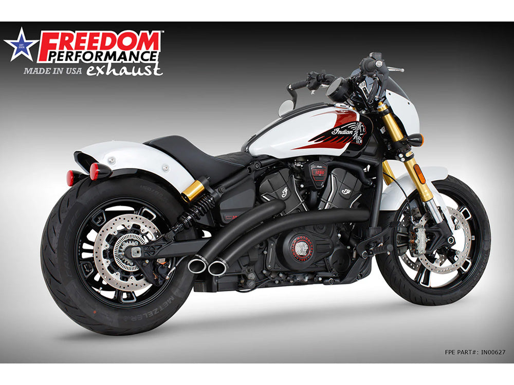 Freedom Performance FPE-IN00627 Radical Radius Exhaust Black w/Black End Caps for Indian Scout 25-Up